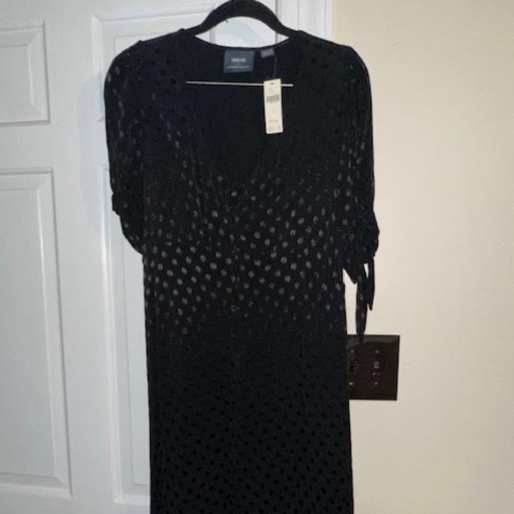 Maeve by Anthropologie Black Satin Midi Dress NWT